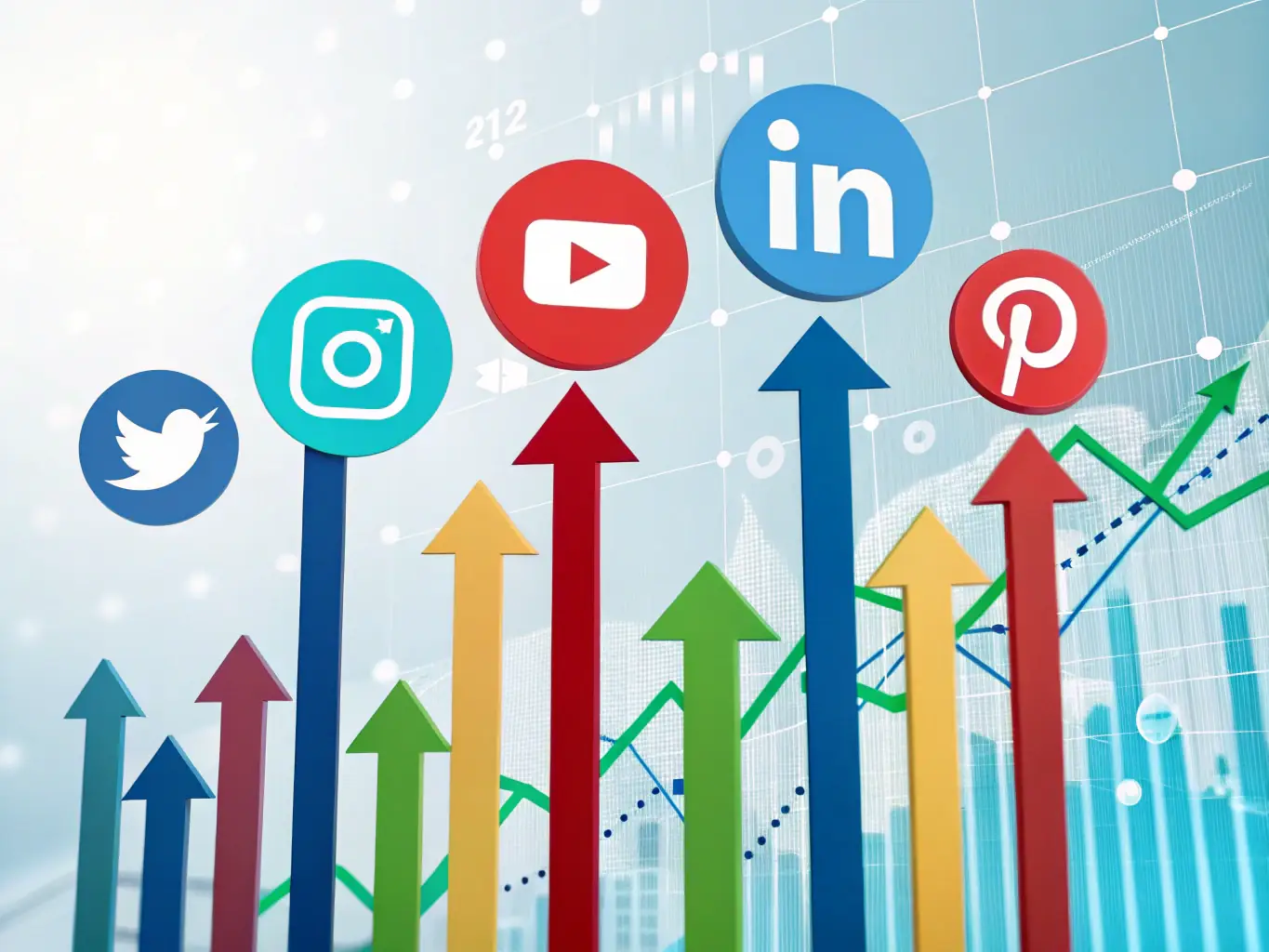 An image of various social media icons and analytics dashboards, representing social media management and data-driven insights.